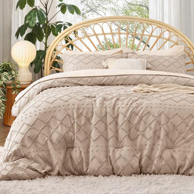 Queen Comforter Set -Comforter Set Solid Embroidery 3pcs Queen Size Warm Tan | Target
