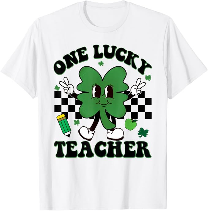 One Lucky Teacher St Patrick's Day Shamrock Bow T-Shirt | Amazon (US)