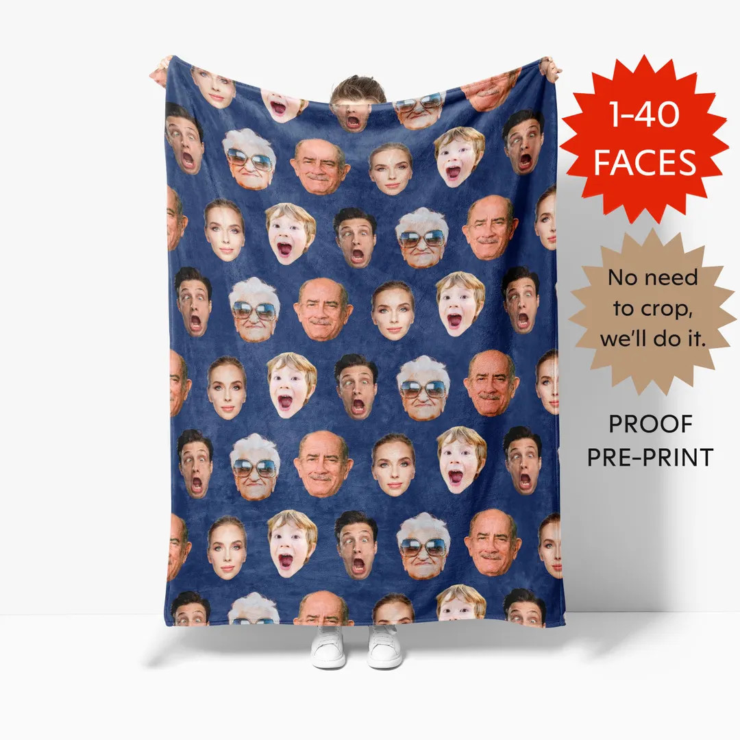 Custom Face Blanket, Best Gift for Mom, Dad Birthday Gift, Unique Christmas Present, First Birthd... | Etsy (US)