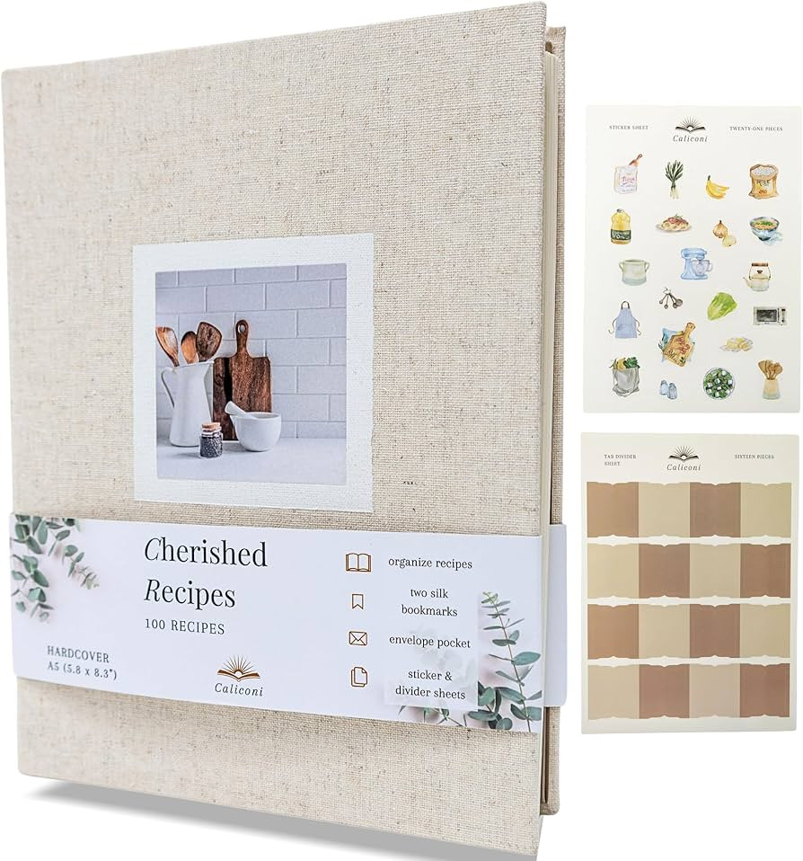Blank Recipe Notebook With Linen Hardcover - The Perfect Neutral Recipe Book To Write In Your Own... | Amazon (US)