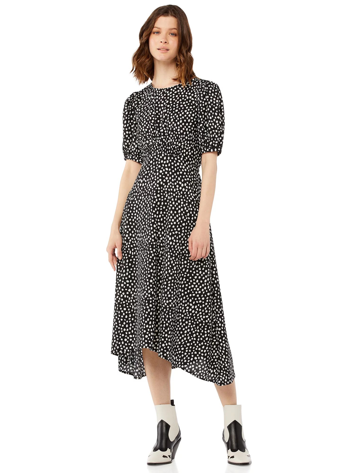 Scoop Women’s Smocked Waist Midi Dress - Walmart.com | Walmart (US)