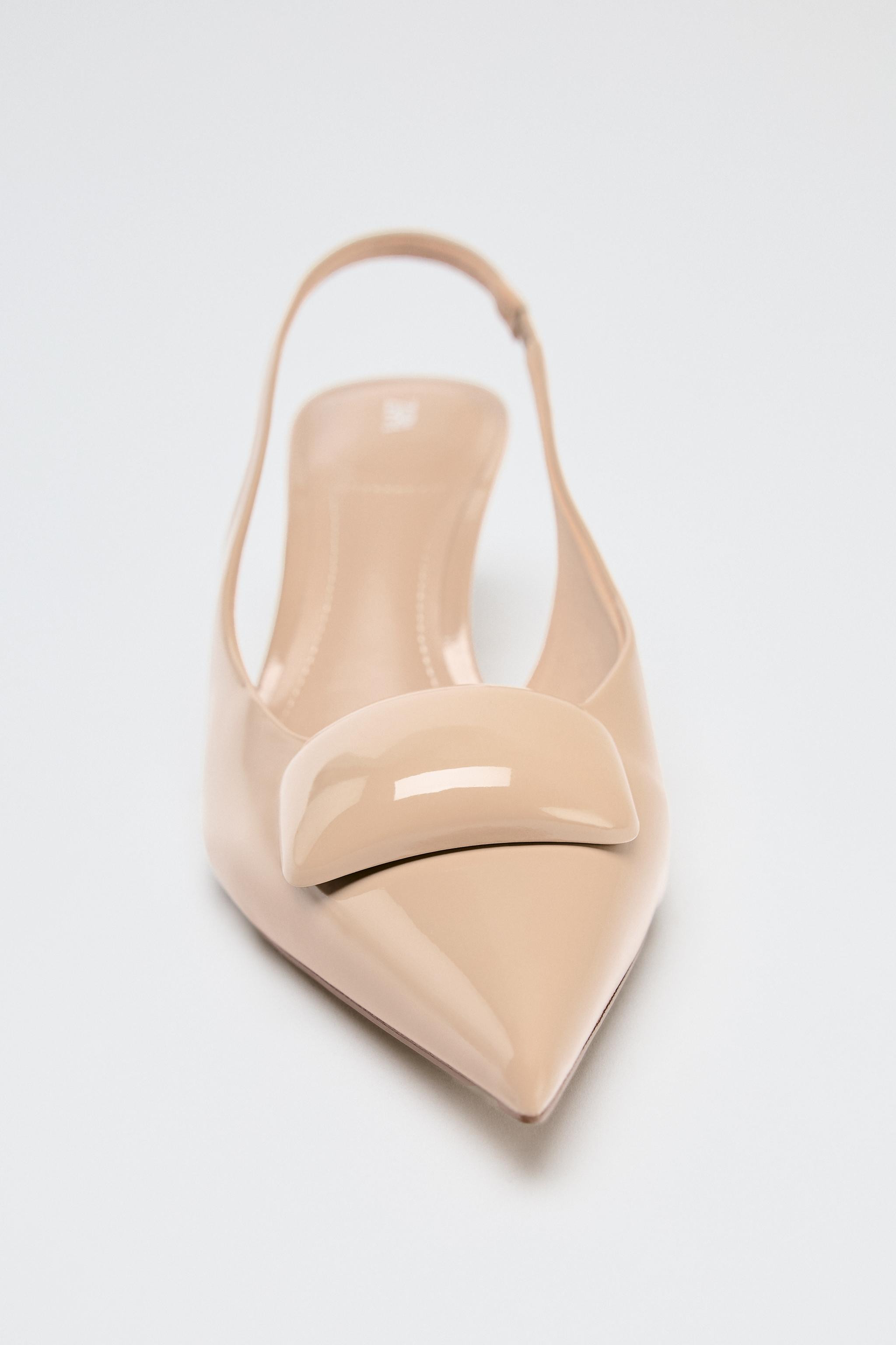 SLINGBACK PIECE HEELS Beige Black | Zara US