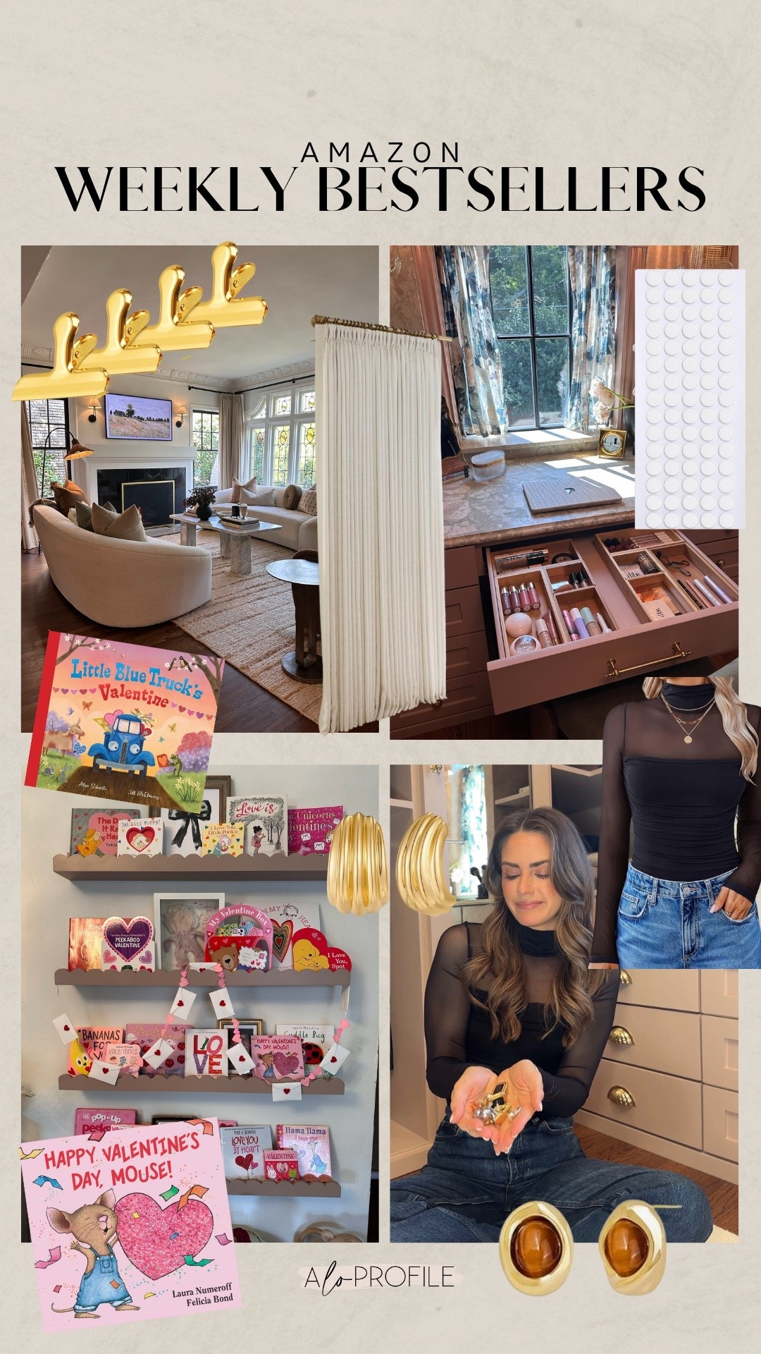 AMAZON BESTSELLERS ✨
1. Valentine's Books
2. Earrings
3. Curtains
4. Bodysuit
5. Earrings
6. Sticky Dots
7. Brass Chip Clips


#LTKValentine #LTKHome #LTKgrwm