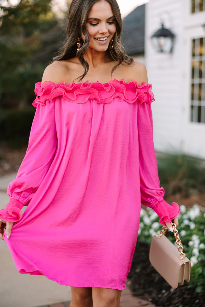 Can You Believe It Hot Pink Ruffled Dress | The Mint Julep Boutique