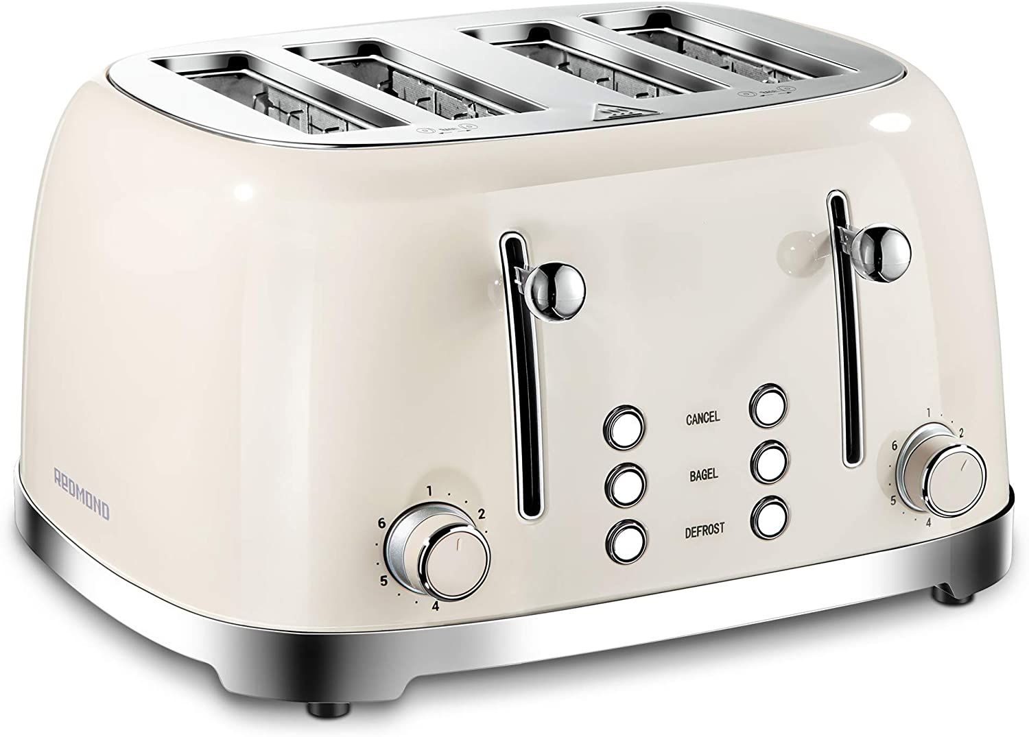 REDMOND 4 Slice Toaster Retro Stainless Steel Toasters with Bagel Defrost Cancel Function, 6 Brow... | Amazon (US)