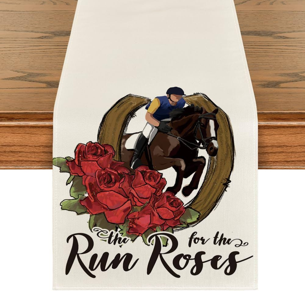 Artoid Mode Run for The Roses Kentucky Derby Table Runner, Seasonal Sports Holiday Horse Racing K... | Amazon (US)