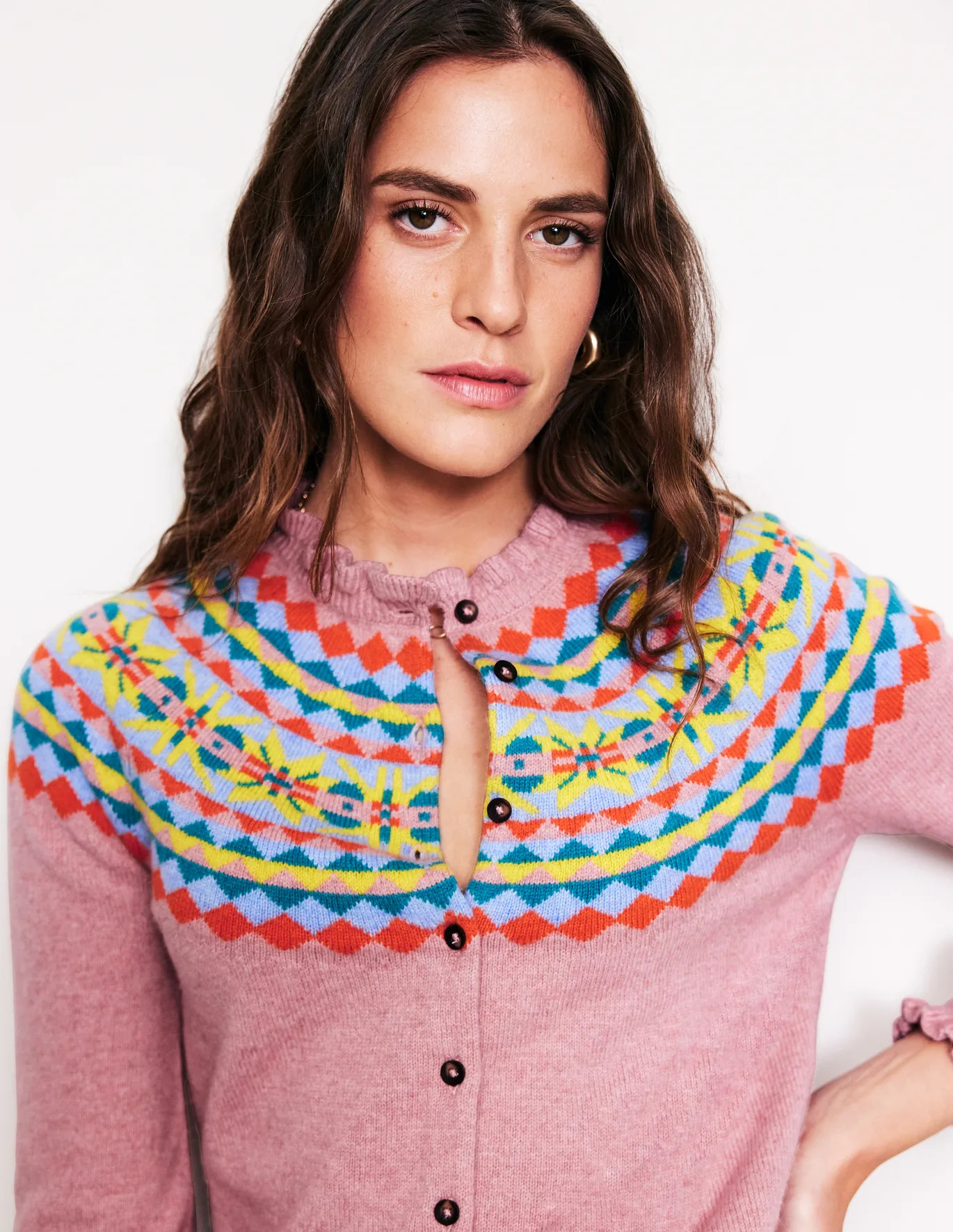 Fae Fair Isle Frilled Cardigan | Boden (US)