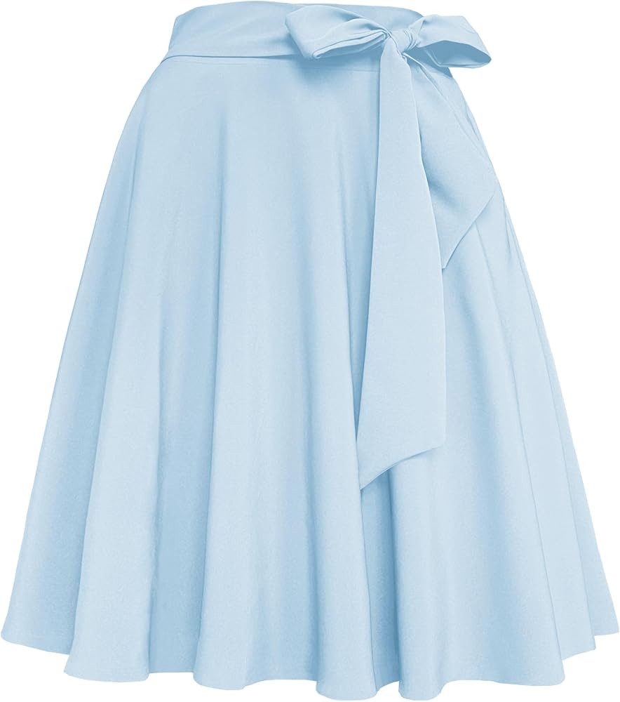 Afibi Womens Vintage High Waist A-Line Skater Skirt Flared Midi Skirt with Pockets | Amazon (US)