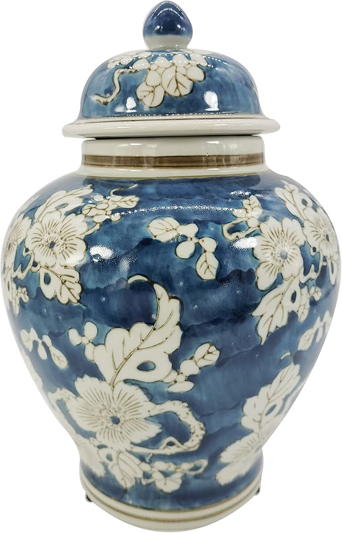 Galt International Blue and White Flower Chinoiserie Ginger Jar 12" w/Lid Ginger Jar, Tea Storage... | Amazon (US)