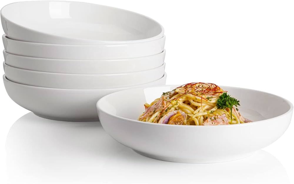 Sweese Pasta Bowls, 22 Ounce Salad White Serving Bowls Set of 6, 7.6 Inch Porcelain Plates for Se... | Amazon (US)