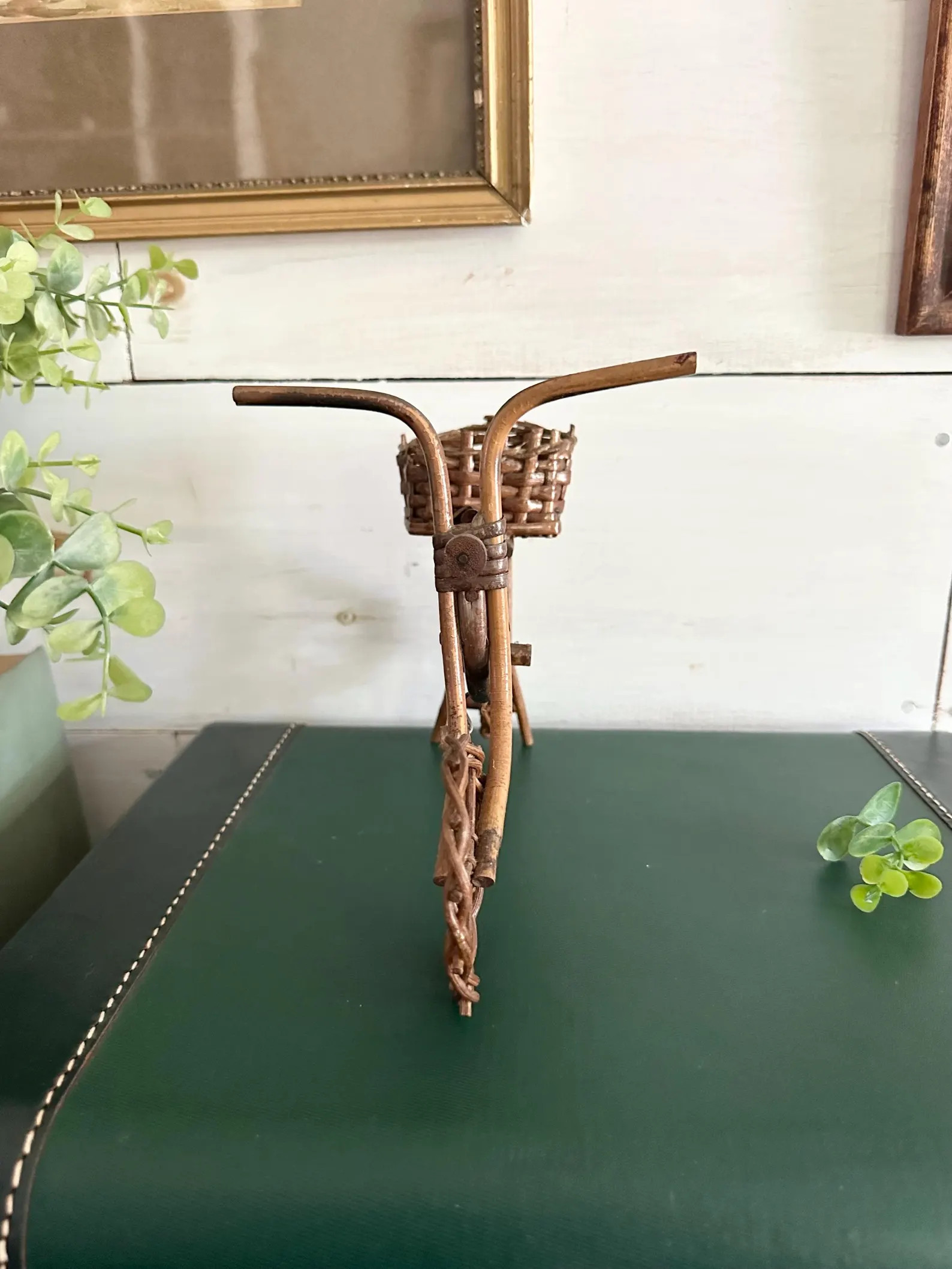 Vintage Mid Century Bamboo and Wicker Bicycle Basket Planter, Summer Cottage Decor | Etsy (Global)