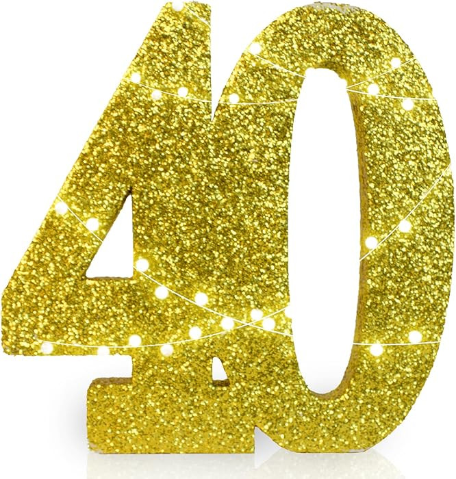 40th Birthday Decoration Gold Glitter 40th Table Centerpieces, 40th Anniversary Decoration Number... | Amazon (US)