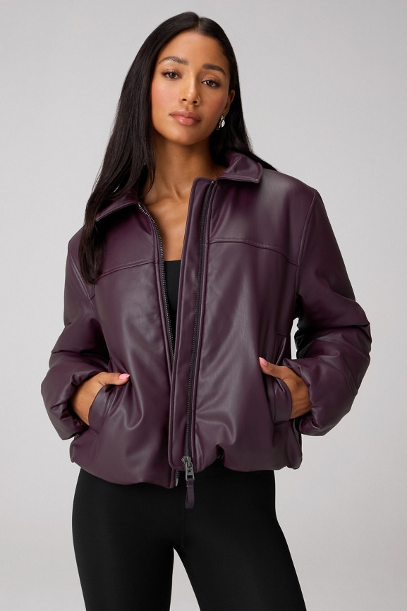 Faux Leather Padded Bomber Jacket | Fabletics