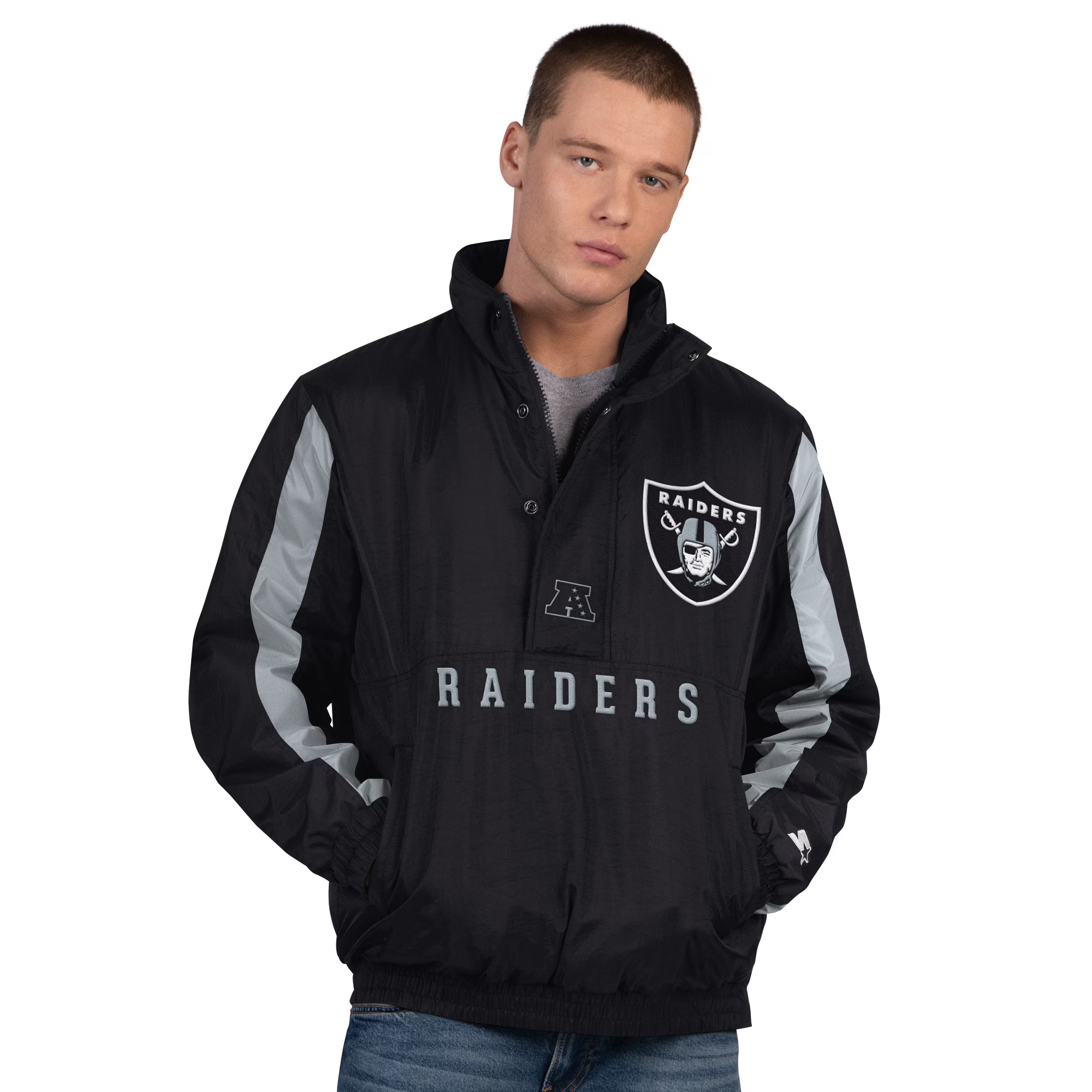 Las Vegas Raiders Starter Thursday Night Gridiron Half-Zip Jacket - Black | Fanatics