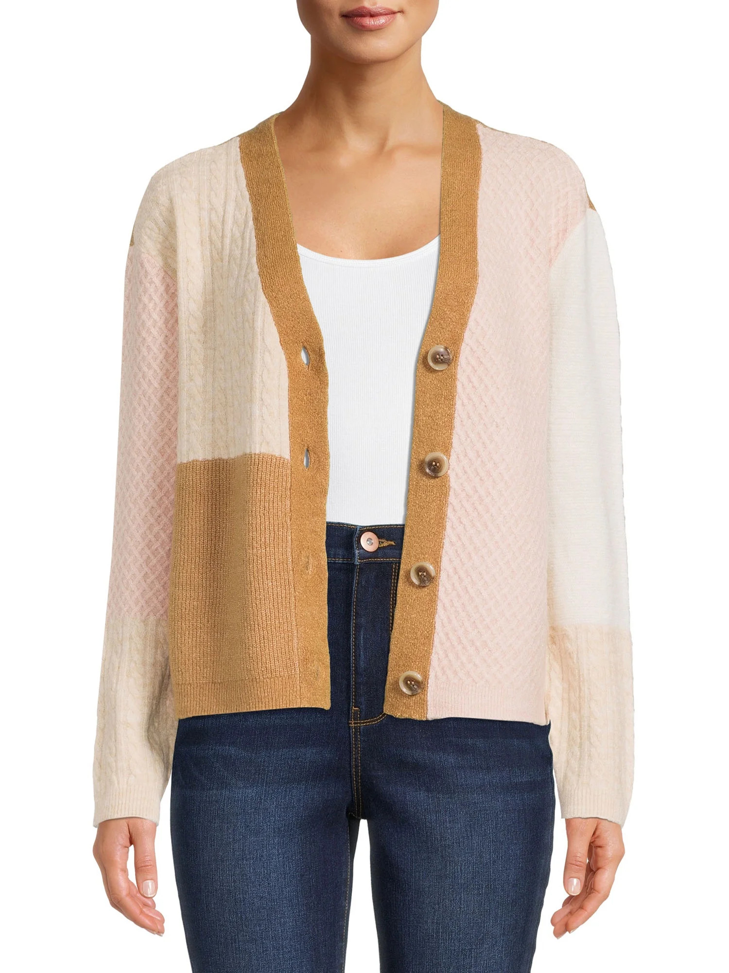 BeachLunchLounge Women's Colorblock Button Cardigan - Walmart.com | Walmart (US)