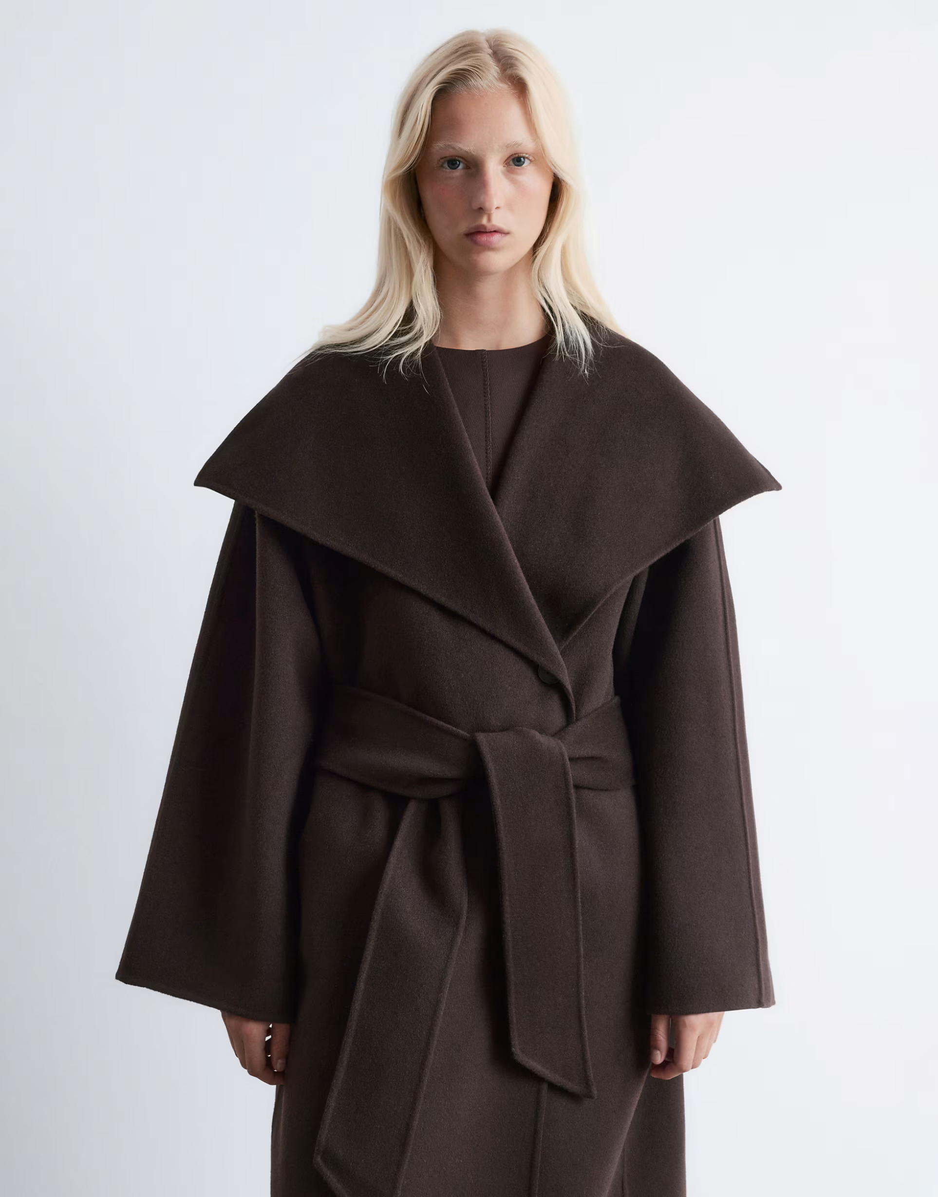 & Other Stories wool belted maxi coat with funnel neck in brown | ASOS | ASOS (Global)