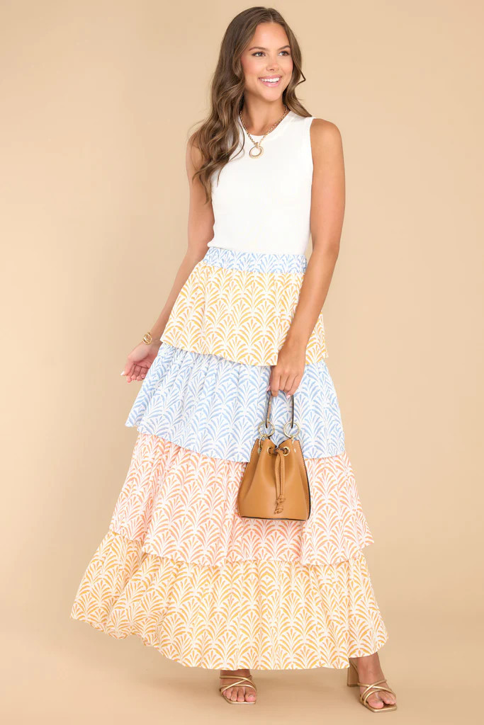 Never A Dull Moment Sunflower Yellow Multi Print Skirt | Red Dress