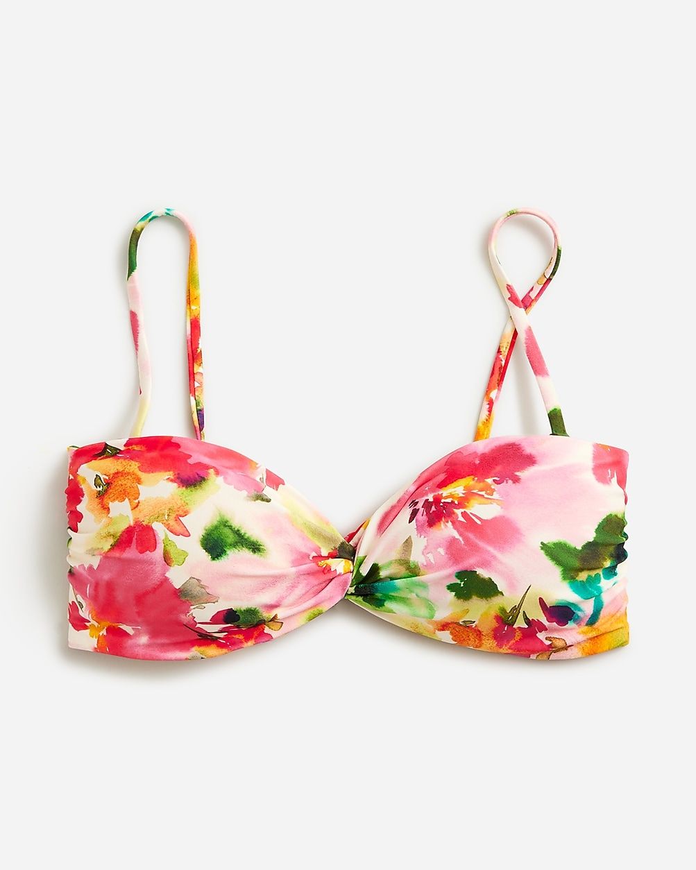 Twist-front bikini top in floral | J.Crew US