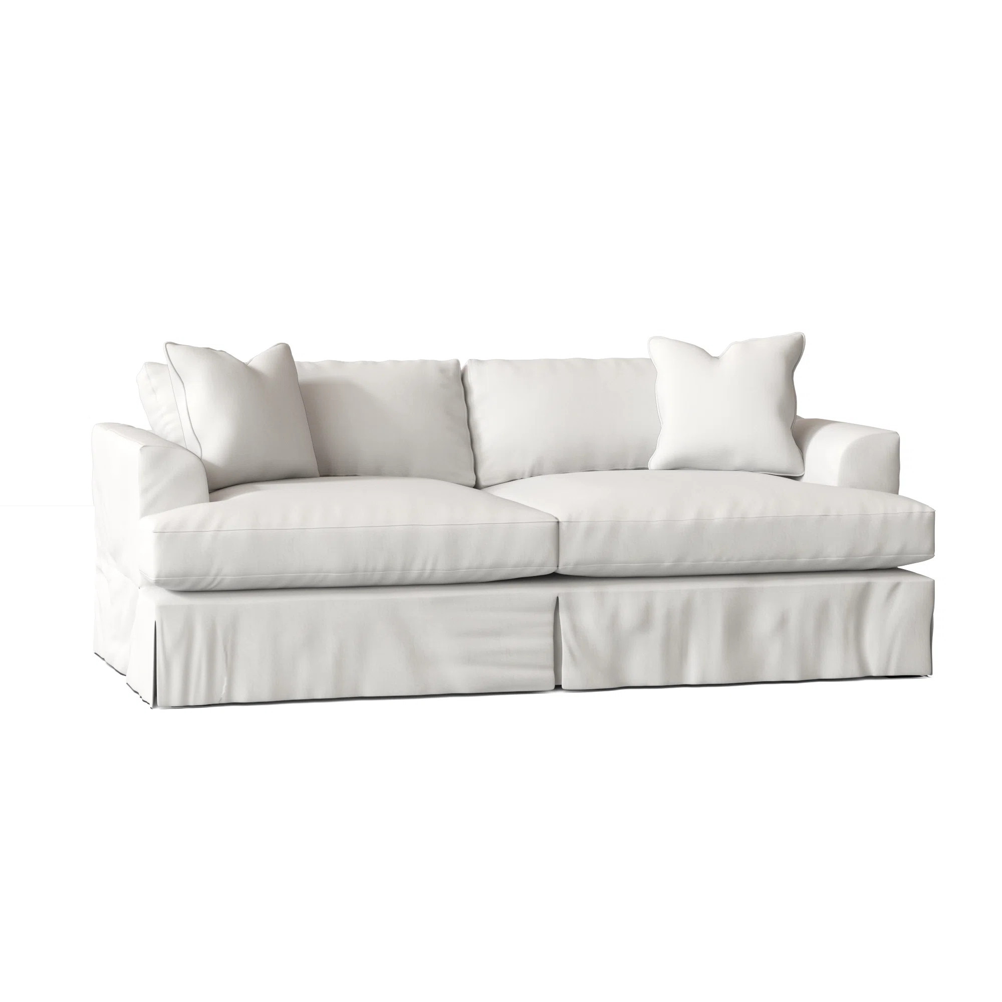 Carly 93'' Recessed Arm Slipcovered Sofa | Wayfair North America