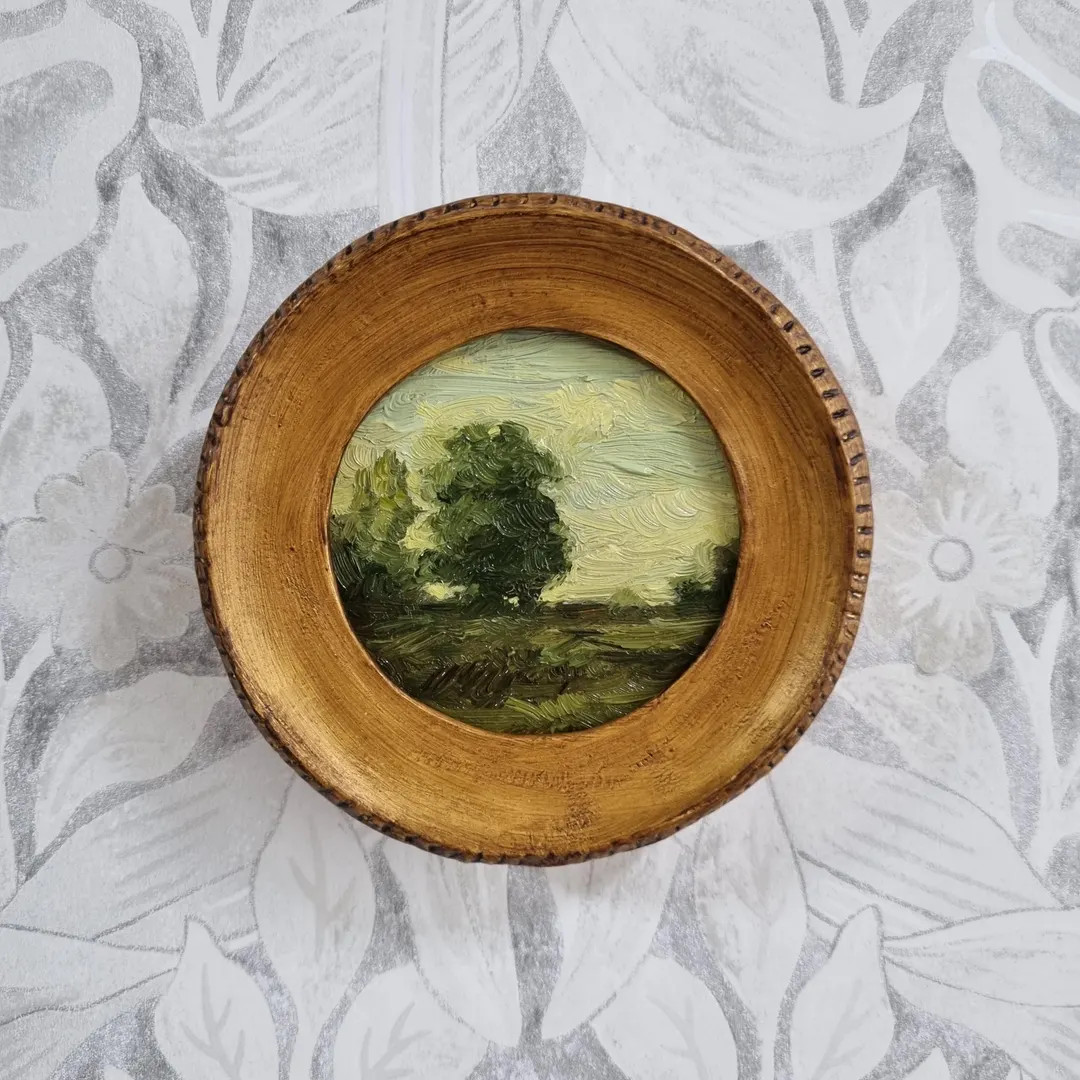 Warm Cozy Country Moody Original Oil Landscape Painting,tree Painting,framed Oil Painting, Antiqu... | Etsy (US)