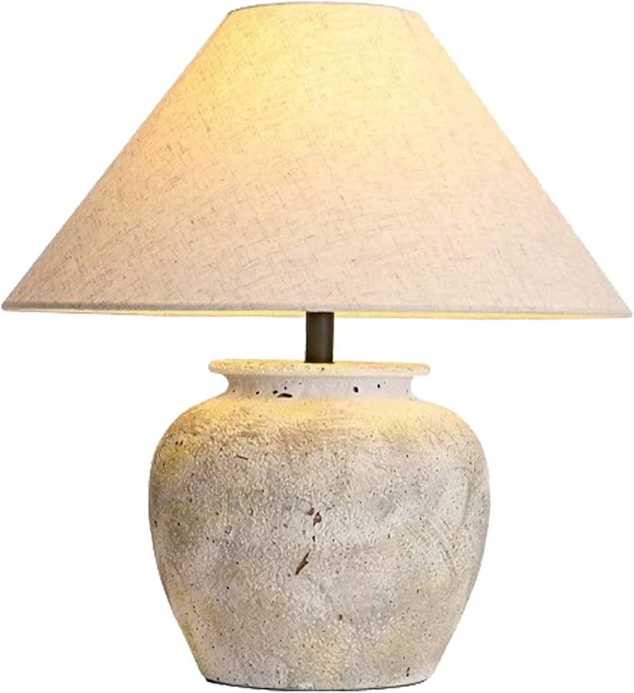 White Rustic Farmhouse Table Lamp 19.6” Tall Ceramic Table Lamp Southwest Handmade Ceramic Lamp... | Amazon (US)