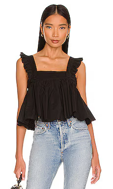 Selkie The Caviar Ruffle Apron Top in Black from Revolve.com | Revolve Clothing (Global)