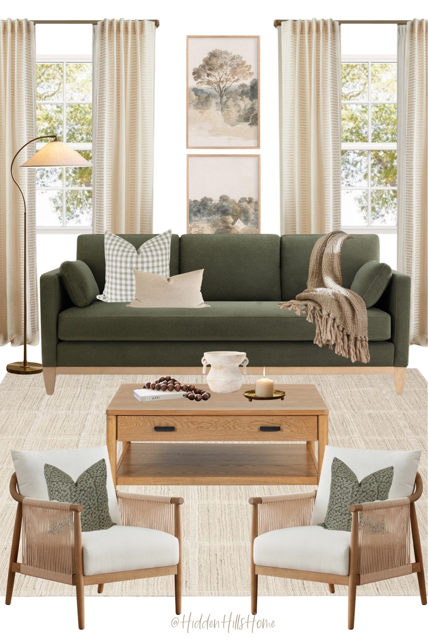Cozy living room decor mood board, living room design, home decor ideas, living room inspiration, living room rug, coffee table decor, accent chairs, green sofa

#LTKHome #LTKSaleAlert #LTKSeasonal