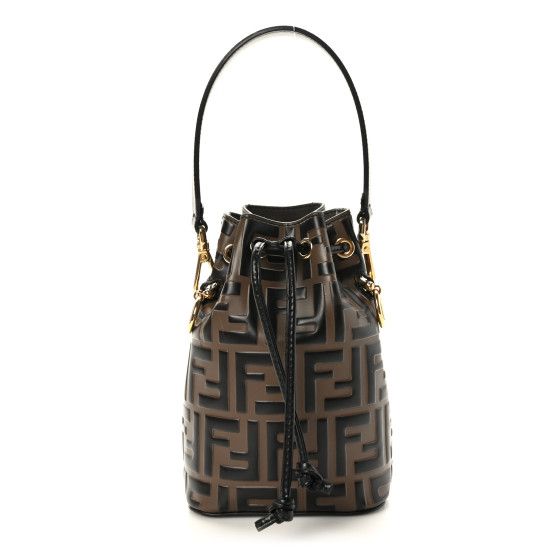 Fendi Vitello Liberty F is Fendi Bi-Color FF 1974 Embossed Mini Mon Tresor Bucket Bag Maya Black | FASHIONPHILE (US)