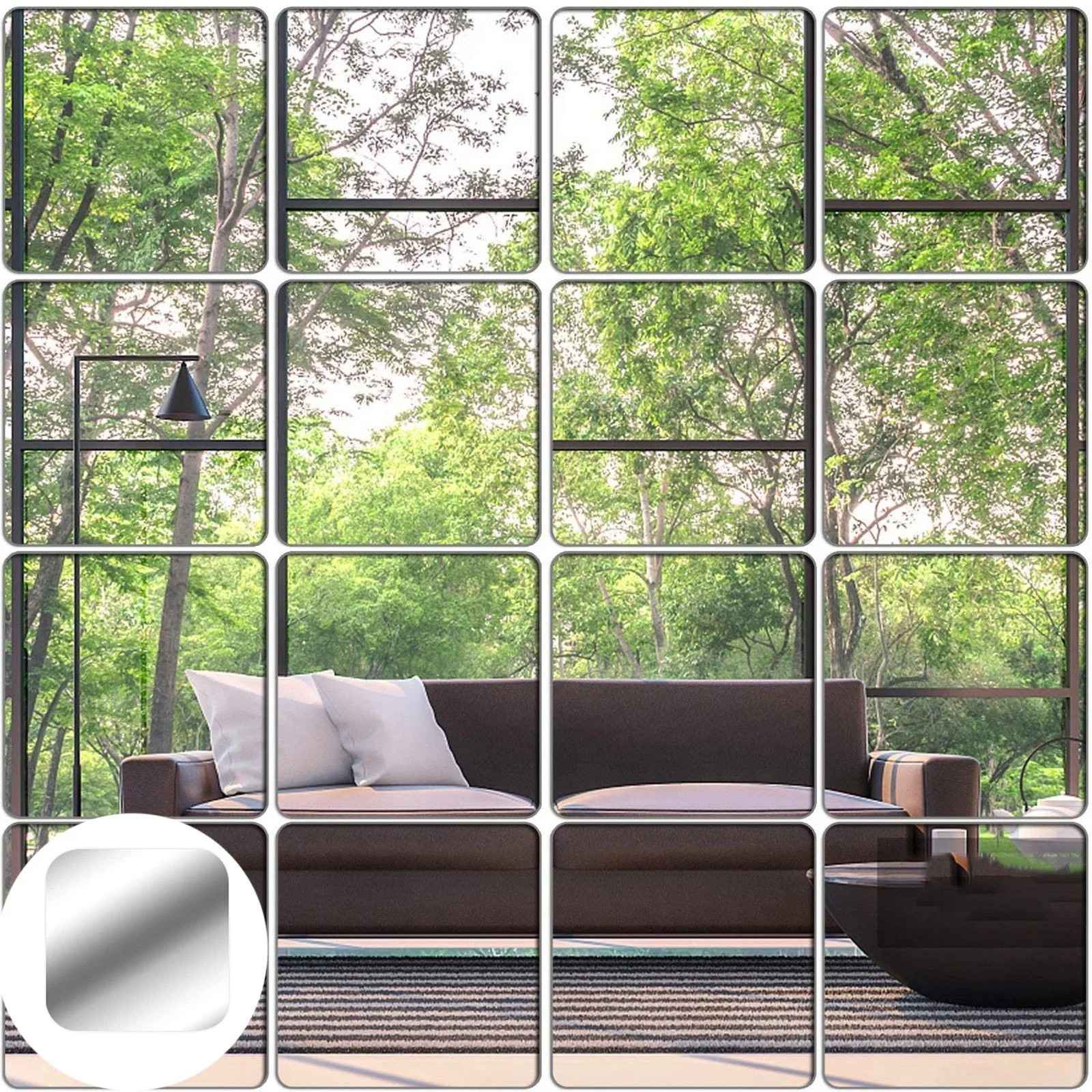 AURIGATE 6 Pack Wall Mirror Tiles, 6 x 6 Inch Self Adhesive Acrylic Square Mirror, Flexible Mirro... | Walmart (US)