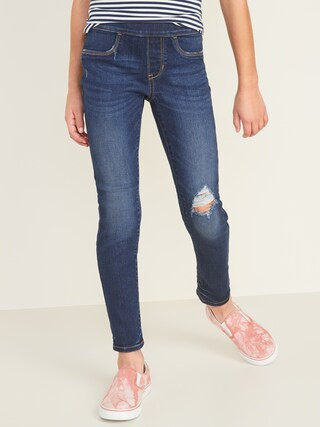 Skinny Built-In Tough Distressed Pull-On Jeans for Girls | Old Navy (US)