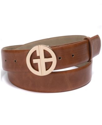 Giani Bernini Women's Signature-Buckle Panel Belt - Black | Macy's