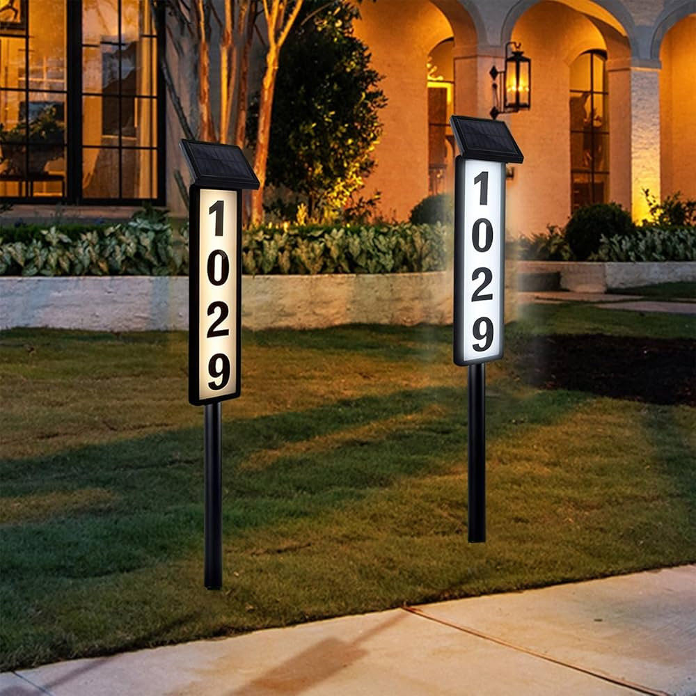 Solar Address Sign,Solar House Numbers for Outside, Lighted Address Plaque Outdoor Waterproof, Il... | Amazon (US)