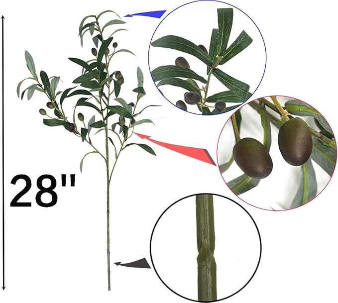 Artificial Plants Greenery Olive Branches Stems Fake Plants Green Leaves Fruits Branch Leaves for... | Amazon (US)