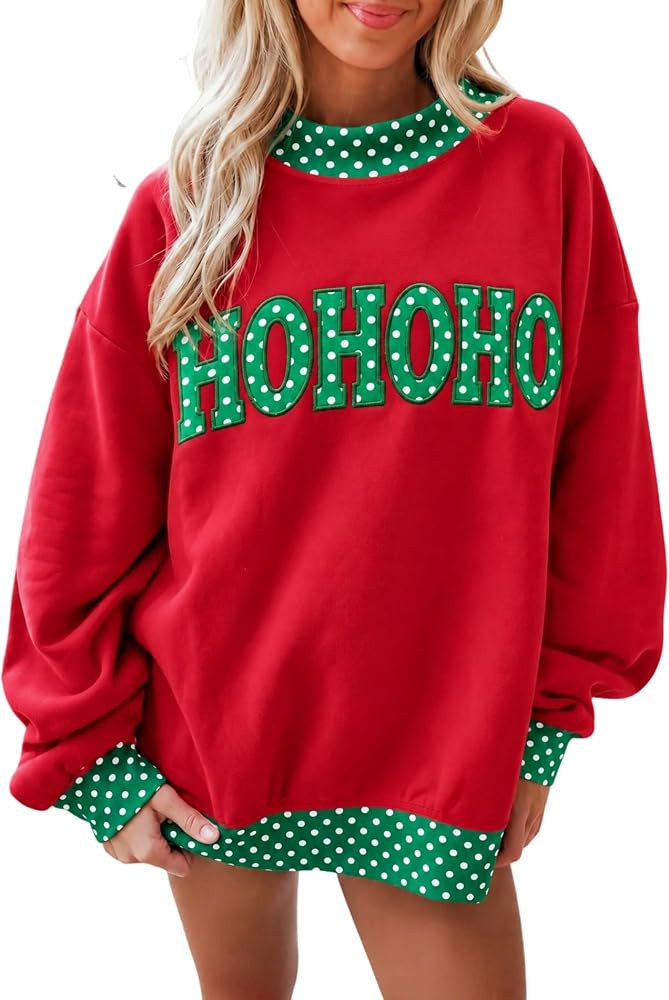 EARKOHA Womens Oversized Sweatshirt Polka Dot Trendy Fall Winter Outfits | Amazon (US)