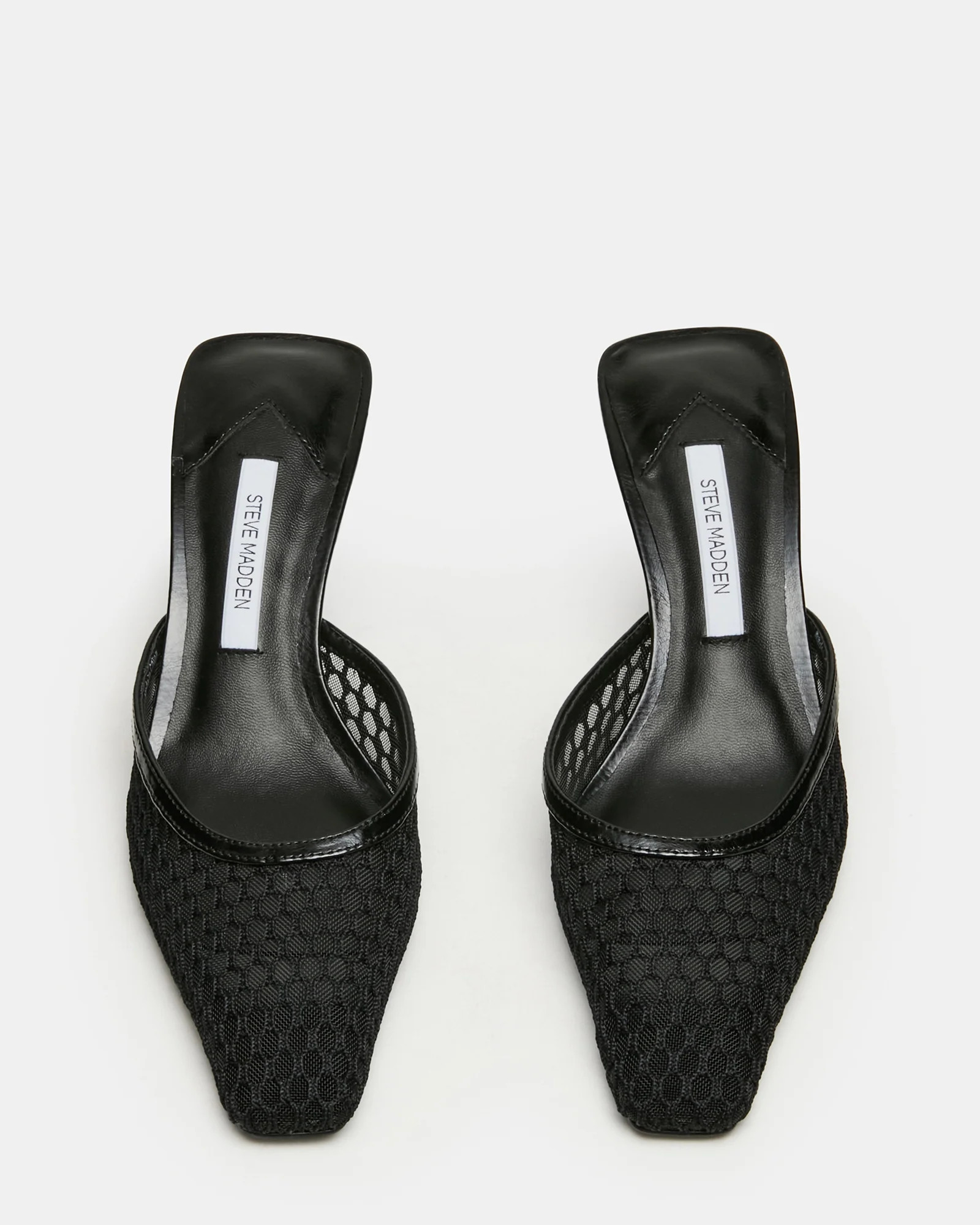 ALYSE Black Mesh Square-Toe Mule Women's Kitten Heel | Steve Madden (US)