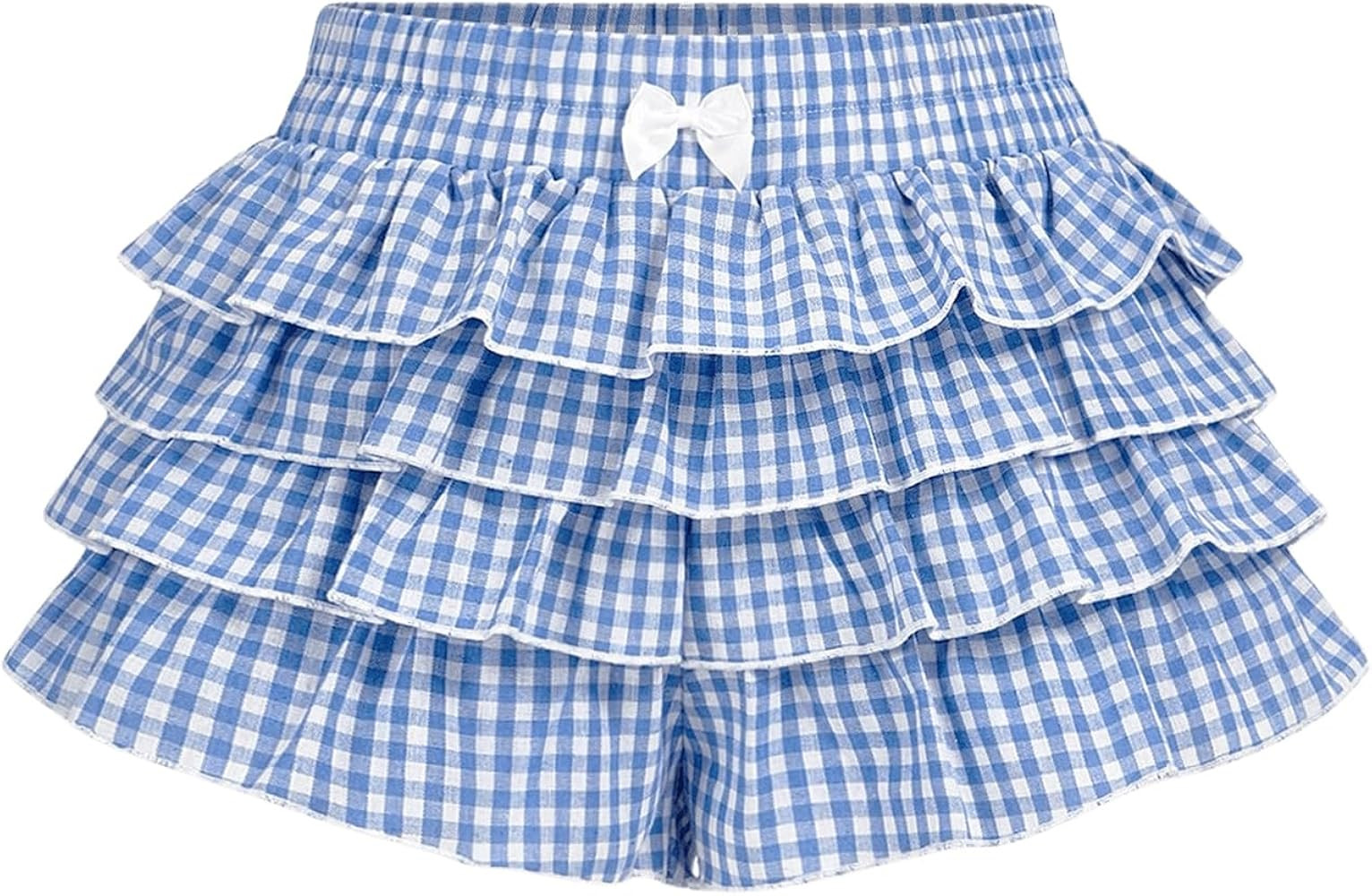 Verdusa Women's Plus Size Y2k Gingham Plaid Mini Shorts Tiered Layered Ruffled Shorts | Amazon (US)