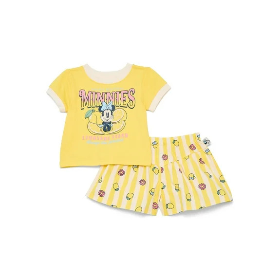 Minnie Mouse Toddler Girls Graphic Tee and Print Shorts Set, 2-Piece, Sizes 12M-5T | Walmart (US)