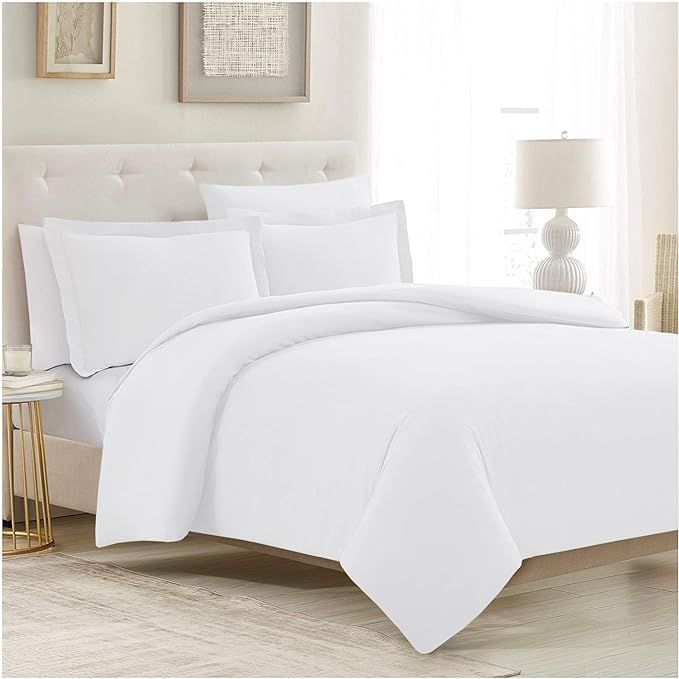 Mellanni White Duvet Cover Queen Size Set - 5pcs Queen Bedding Set - Queen Comforter Cover Set - ... | Amazon (US)