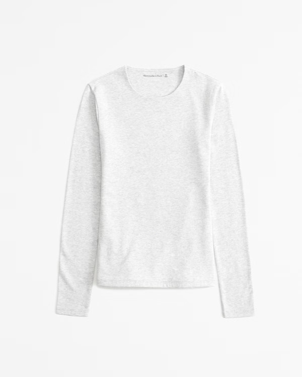 Women's Essential Long-Sleeve Tuckable Baby Tee | Women's Tops | Abercrombie.com | Abercrombie & Fitch (US)