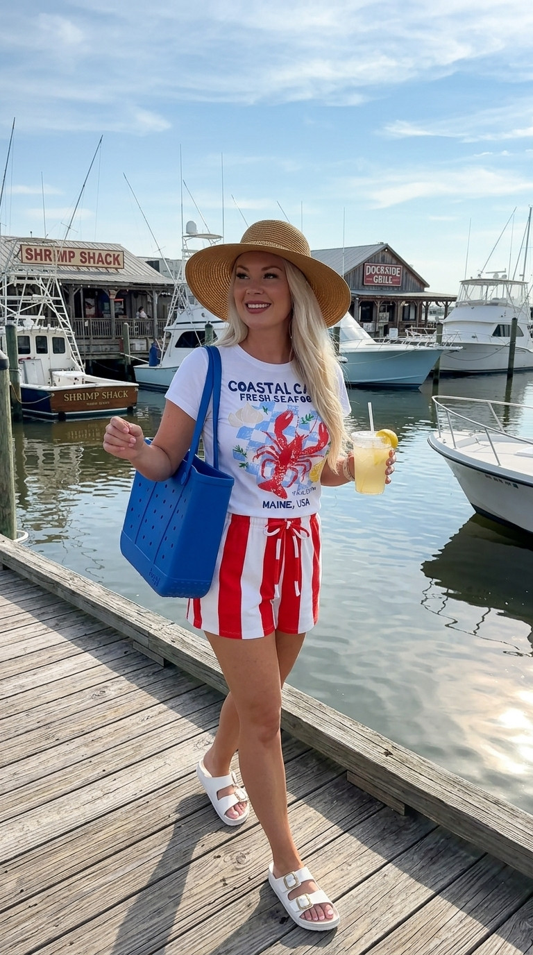 Love this one and it's coastal flair! 

Fourth of july outfit, 4th of july outfit, coastal outfit, memorial day weekend outfit, summer outfit, patriotic outfit 

 