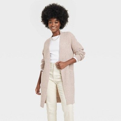 Women's Cashmere-Like Long Layering Cardigan - Universal Thread™ Tan S | Target