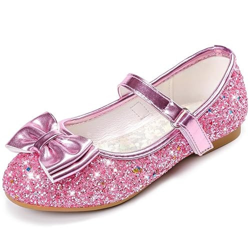 Parrosoo Toddler Girls Dress Shoes - Princess Theme - Pink, Size 13 - Formal Occasion - Low Heel - Hook & Loop Closure - All Seasons - Synthetic Material | Amazon (US)