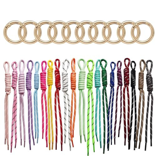 FANEVER 20 Pack Paracord Keychain Bag Charms Colorful Braided Charms for Key Chain Purse Backpack Handbag Decoration | Amazon (US)