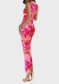 PRETTYGARDEN Womens Summer Wedding Guest Dress 2026 Spring Mesh Sleeveless Bodycon Ruched Floral ... | Amazon (US)