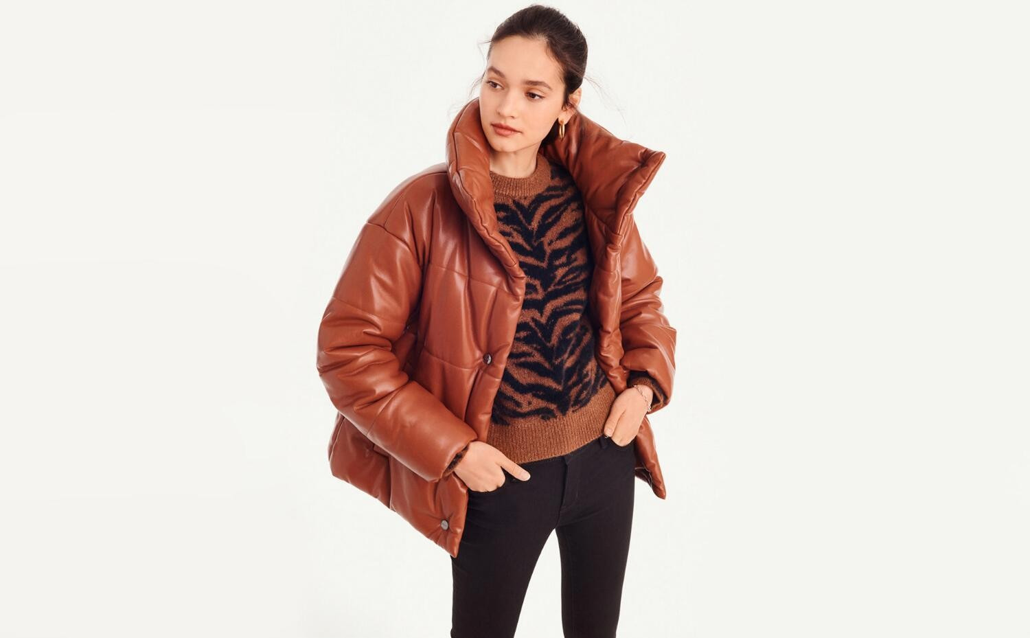 FAUX LEATHER PUFFER JACKET | DKNY