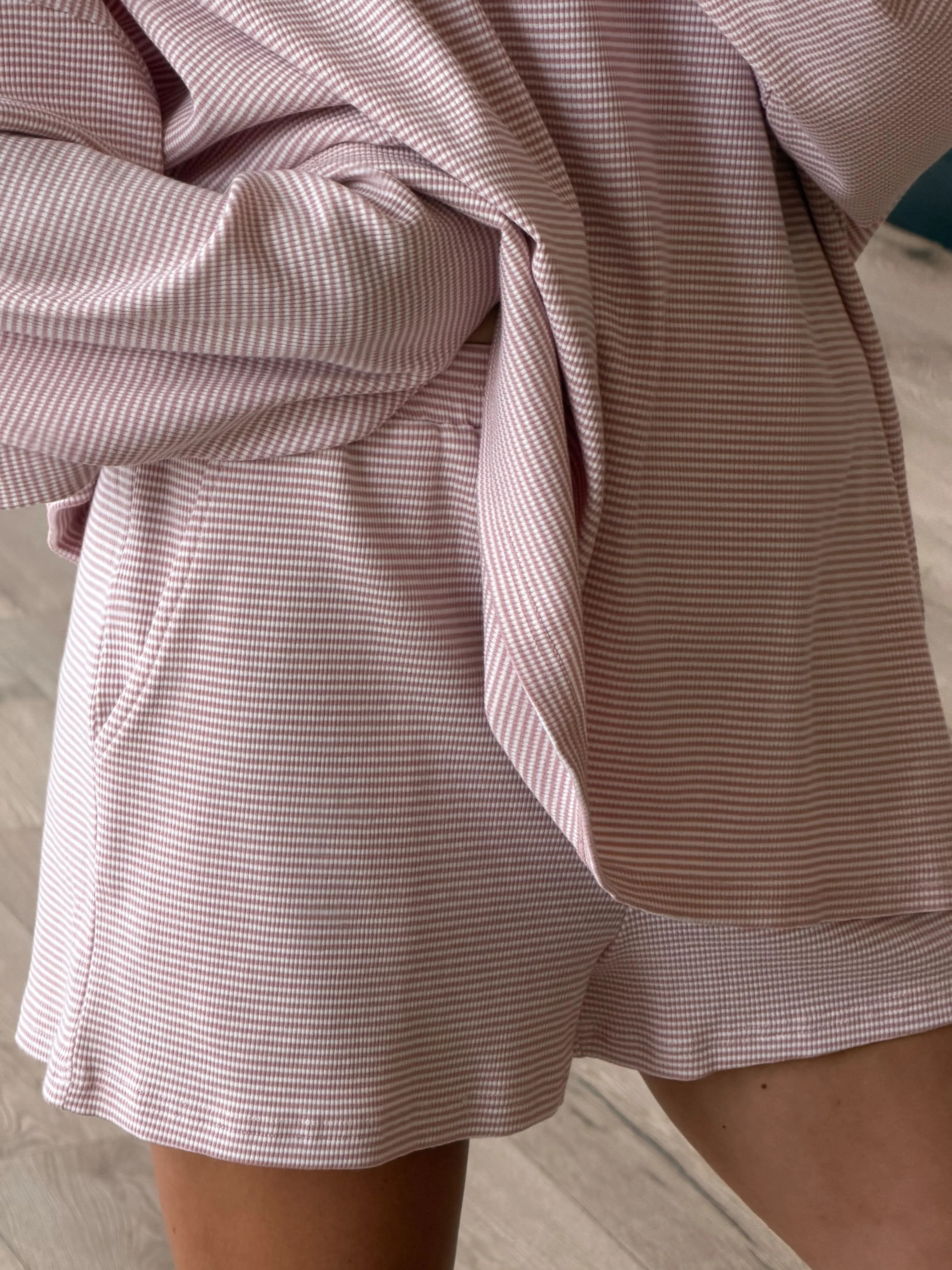 Easy Going Ribbed Stripe Shorts | Baby Pink | Shop Talulah