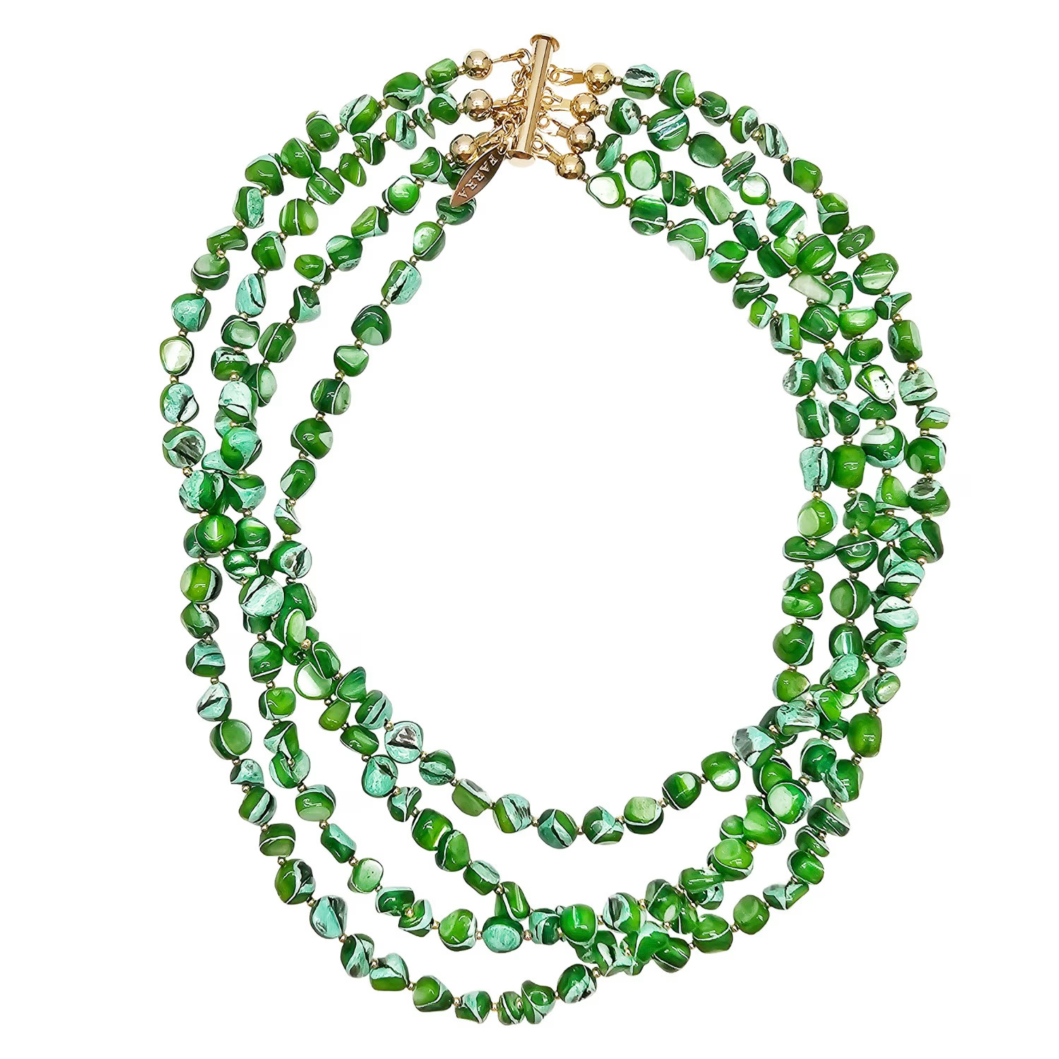 Green Natural Shell Multi-Layers Necklace | Wolf & Badger