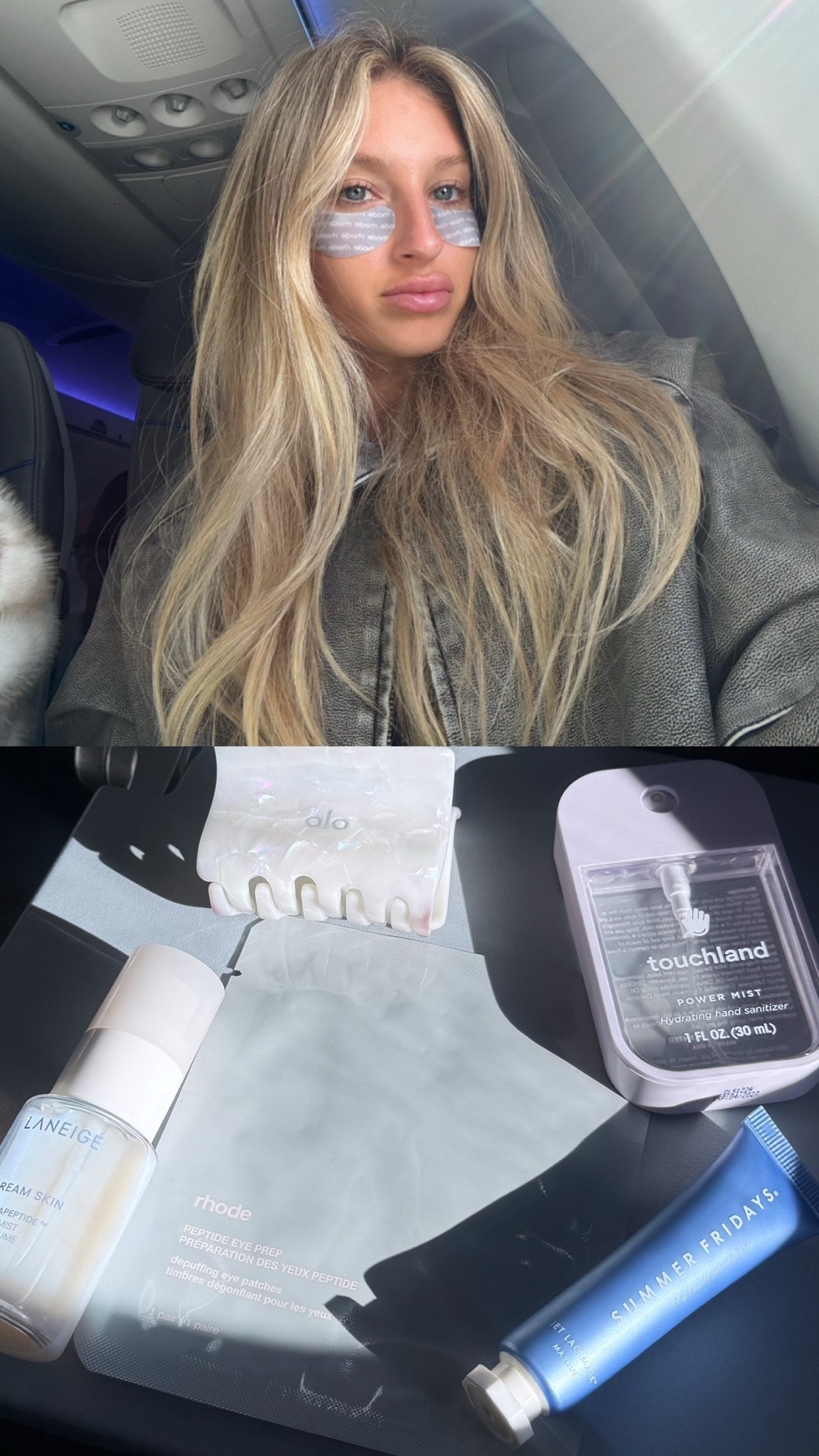 in flight skin care ✈️🤍🩵
