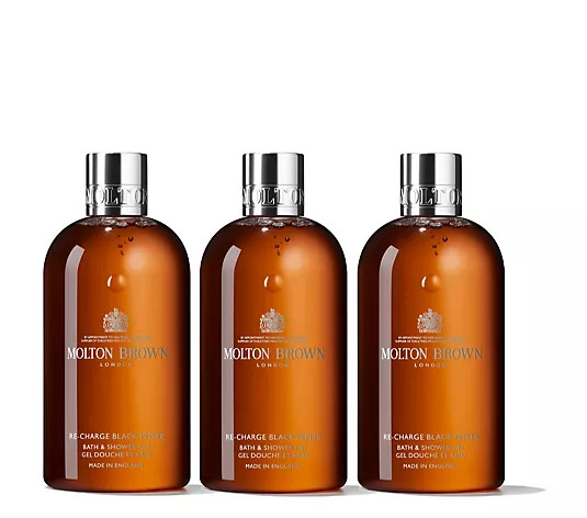 Molton Brown 3 Piece Re-charge Black Pepper 300ml Body Wash Collection - QVC UK | QVC UK