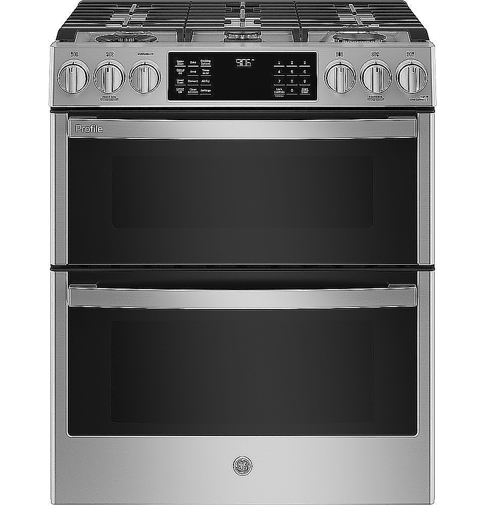 GE Profile - 6.7 Cu. Ft. Slide-In Double Oven Gas True Convection Range with Steam Self-Clean, No Preheat Air Fry and Wi-Fi - Stainless Steel | Best Buy U.S.